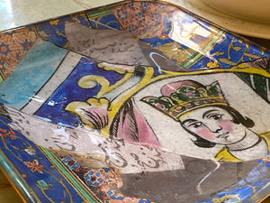 Hand Painted Decoupage Plate of King in Shahnameh and Calligraphy