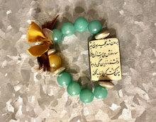 Load image into Gallery viewer, Handmade Bohemian Style Green Beaded Bracelet with Persian Shahnameh Poem - #0054
