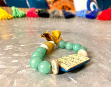 Load image into Gallery viewer, Handmade Bohemian Style Green Beaded Bracelet with Persian Shahnameh Poem - #0054
