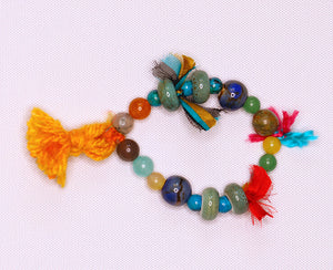 Mesmerizing and Colorful Beaded Bracelet with Orange Tassel - #0007