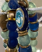Load image into Gallery viewer, Tiered Aqua and navy bracelets
