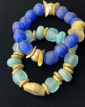 Load image into Gallery viewer, Tiered Aqua and navy bracelets
