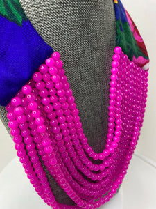 Fuchsia beaded necklace